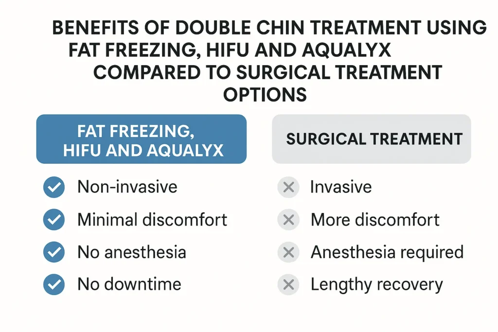 Graphic about the benefits of double chin treatment Upton Park - from LA LIPO