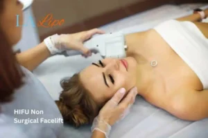 Woman having Hi-Fu to reduce wrinkles Upton Park.