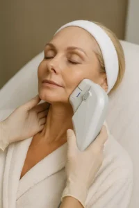Woman receiving HIFU non surgical facelift treatment Upton Park